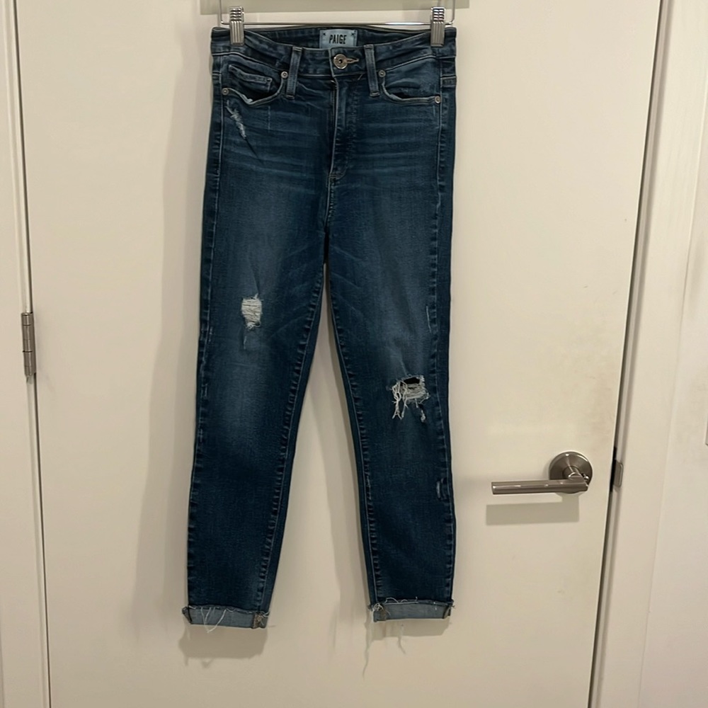 Paige Margot cropped distressed jeans size 25